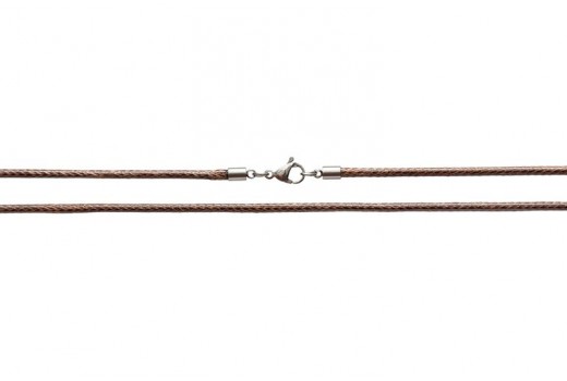 Светло-коричневый текстильный шнурок со стальным карабином