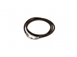 Тёмно-коричневый шнурок из плетёной кожи с винтовым замком «Хризма»