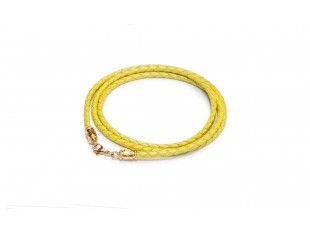 Желтый шнурок из плетёной кожи с винтовым замком «Спаси и сохрани»