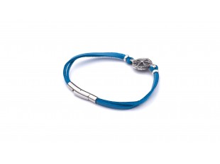 Голубой замшевый браслет с подвеской «Хризма и Рыбки»