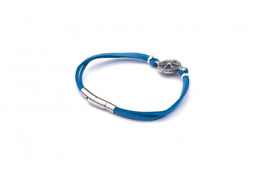 Голубой замшевый браслет с подвеской «Хризма и Рыбки»