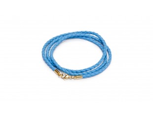 Синий шнурок из плетёной эко-кожи