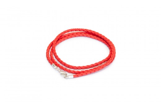 Красный шнурок из плетёной эко-кожи