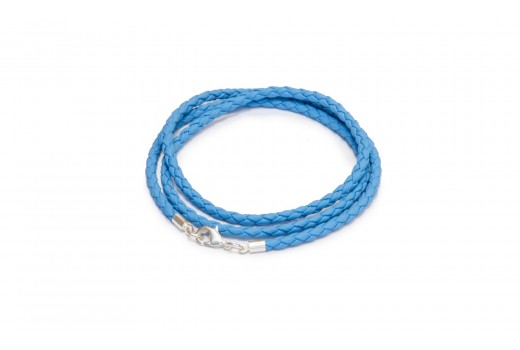 Синий шнурок из плетёной эко-кожи