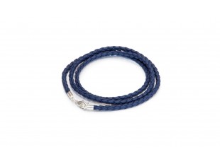 Тёмно-синий шнурок из плетёной эко-кожи